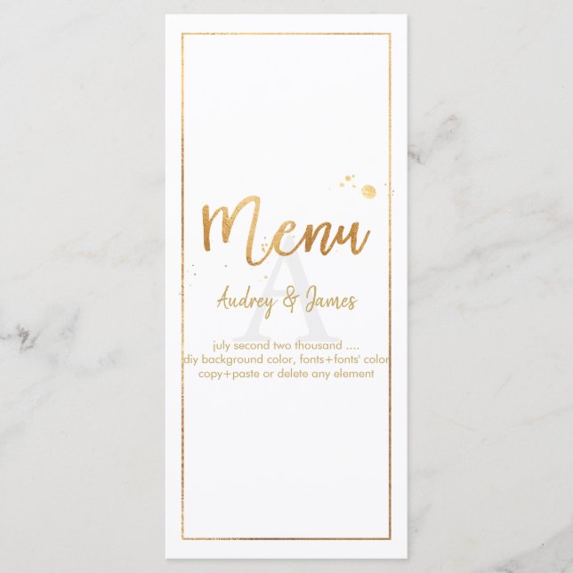 PixDezines Shine Menu/Faux Gold/Handwritten Script Menu (Front)
