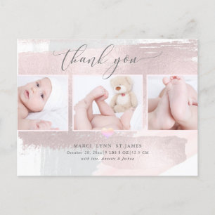 PixDezines Shower Thank You/Brush StrokeBlush Pink Postcard