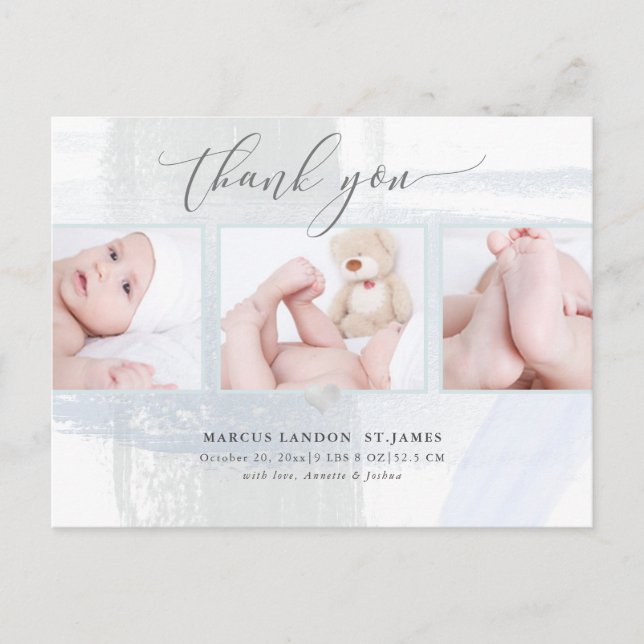 PixDezines Shower Thank You/Brush Strokes Blue Postcard (Front)