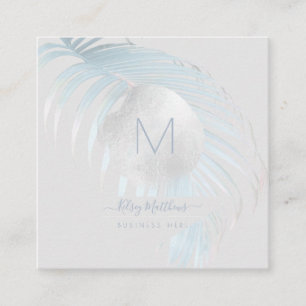 PixDezines Silver Blue Palms Square Business Card