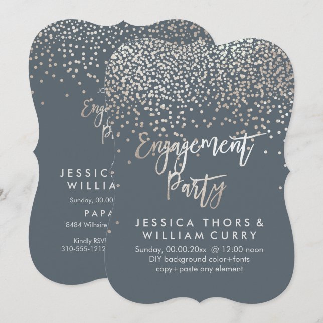 PixDezines Silver Confetti Engagement Party Invitation (Front/Back)