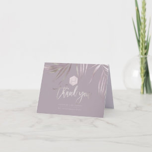 PixDezines Silver Mauve Palms Wedding Thank You Card