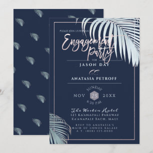PixDezines Silver Palm Fronds, Engagement Party Invitation