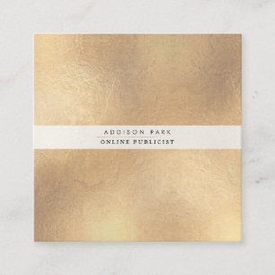 PixDezines Simple Elegant, Faux Gold+Pearly White Square Business Card