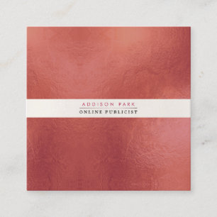 PixDezines Simple Elegant, Pearly White+Gold Rust Square Business Card