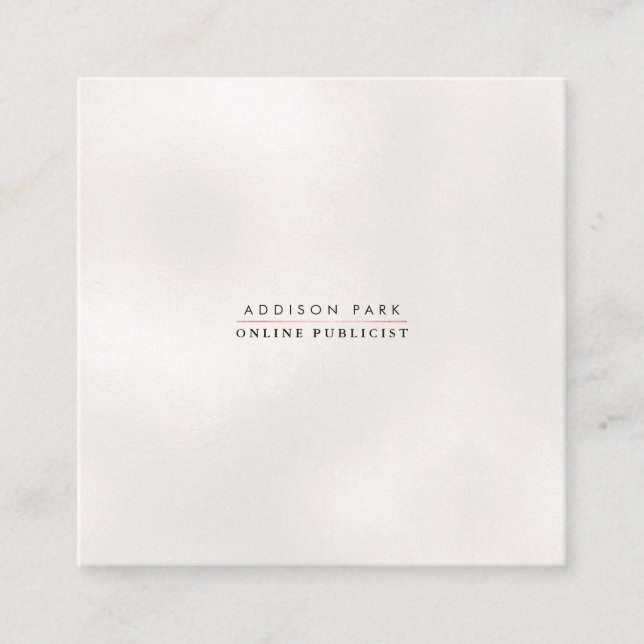 PixDezines Simple Elegant, Pearly White Square Business Card (Front)