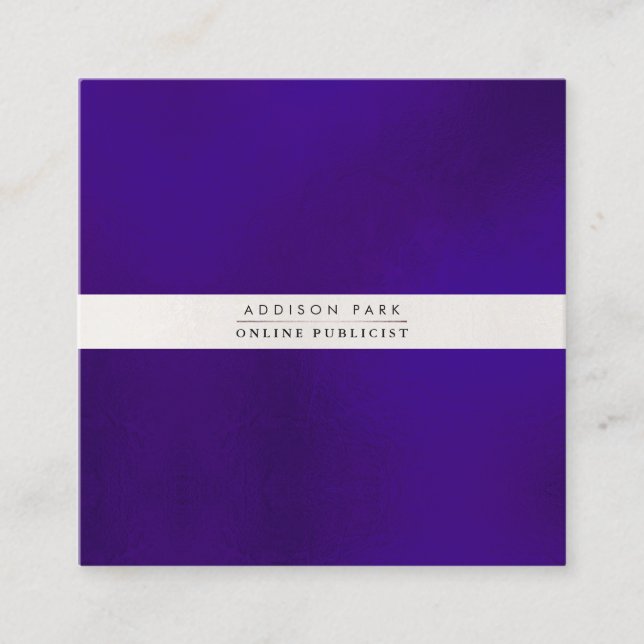PixDezines Simple Elegant, Pearly White+Violet Square Business Card (Front)