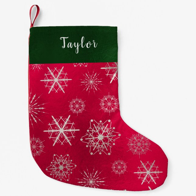 PixDezines Snowflakes Small Christmas Stocking (Front)