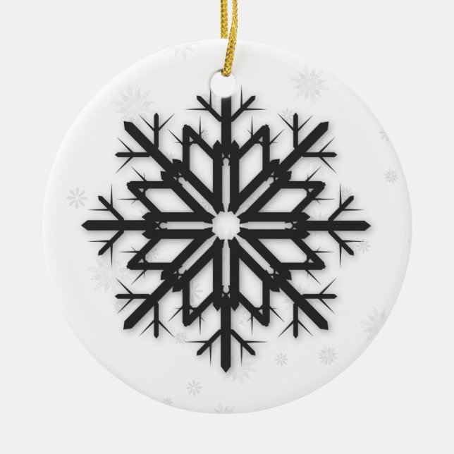 PixDezines Snowflakes White + Black Ceramic Tree Decoration (Front)