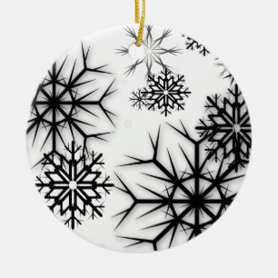 PixDezines Snowflakes White + Black Ceramic Tree Decoration