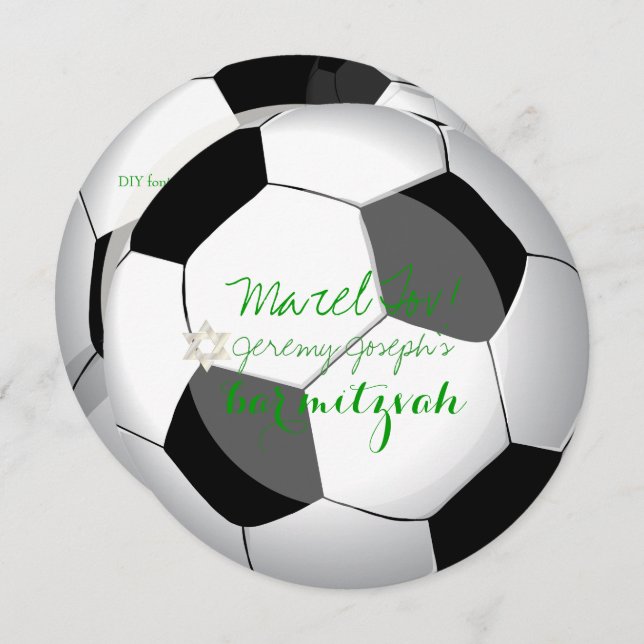PixDezines soccer bar mitzvah/DIY colour Invitation (Front/Back)