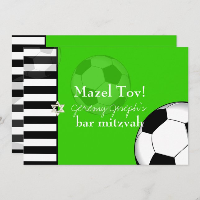 PixDezines soccer bar mitzvah/DIY colour Invitation (Front/Back)