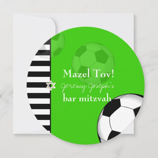 PixDezines soccer bar mitzvah/DIY colour Invitation (Front)