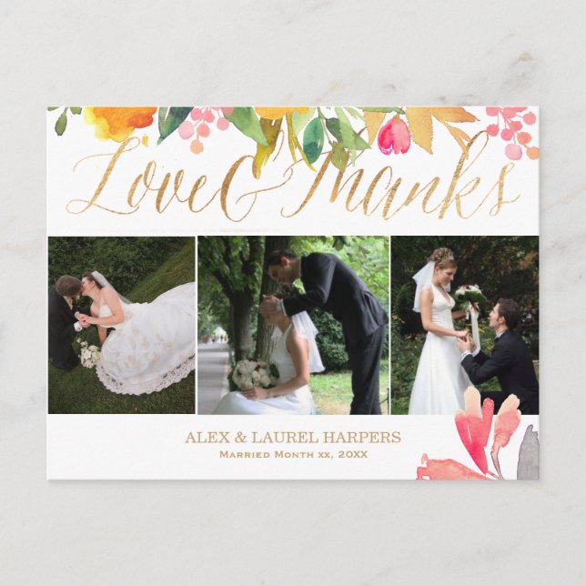 PixDezines Spring Floral Watercolor/thank you Postcard (Front)