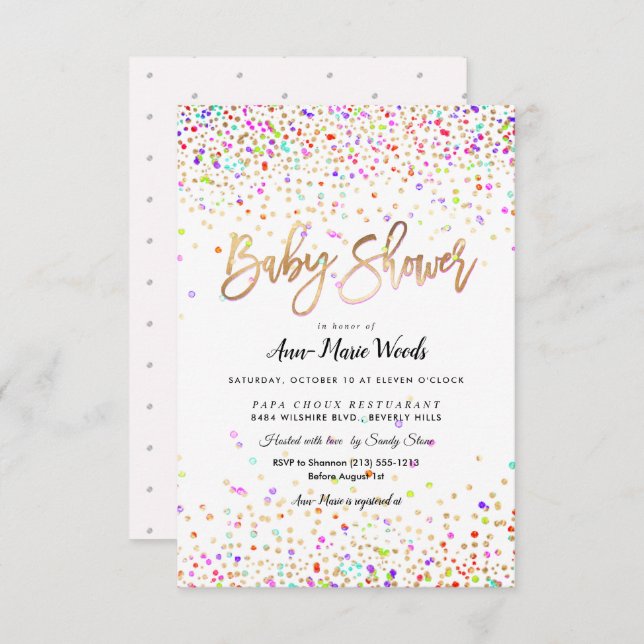 PixDezines Sprinkled Confetti Baby Shower Invitation (Front/Back)