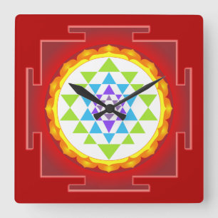 PixDezines Sri Yantra/Chakra Square Wall Clock