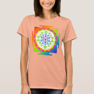 PixDezines Sri Yantra/Rainbow T-Shirt