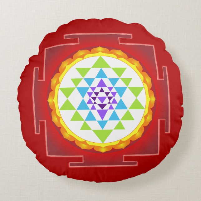 PixDezines Sri Yantra Round Cushion (Front)