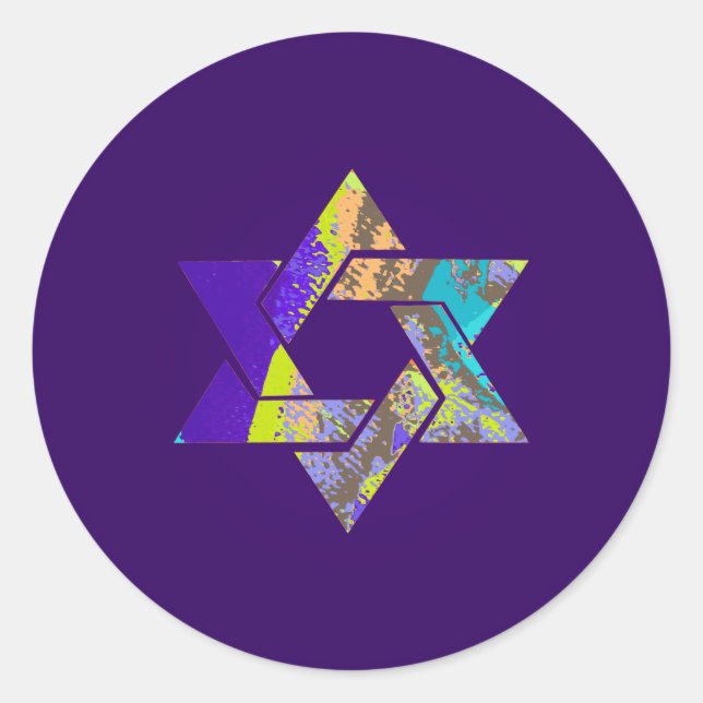 PixDezines star of david/grunge/DIY background Classic Round Sticker (Front)