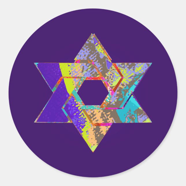 PixDezines star of david/grunge/DIY background Classic Round Sticker (Front)