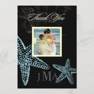 PixDezines Starfish/Monogram Thank you cards/Flat Invitation