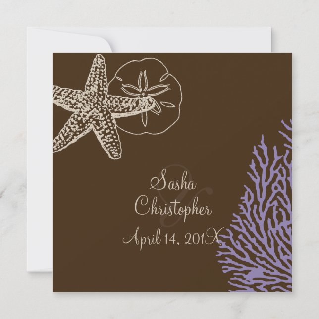 PixDezines starfish/purple coral Invitation (Front)