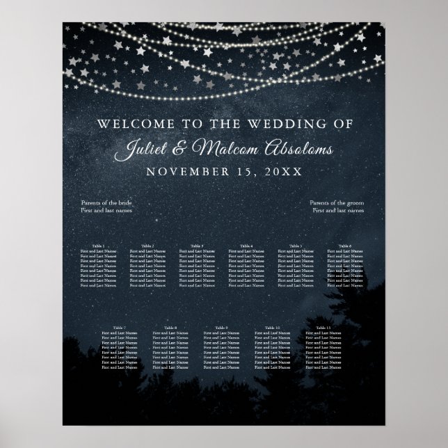 PixDezines Stars+Light Strings Seating Chart (Front)