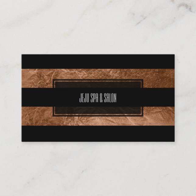 PixDezines stripes/black/faux copper foil Business Card (Front)