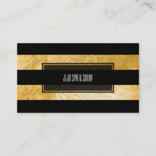PixDezines stripes/black/faux gold foil Business Card