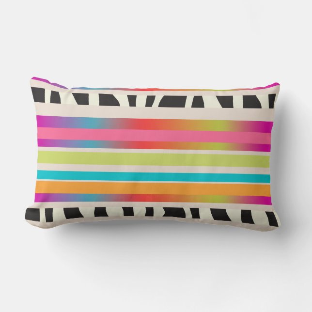 PixDezines stripes/DIY colour Lumbar Cushion (Front)