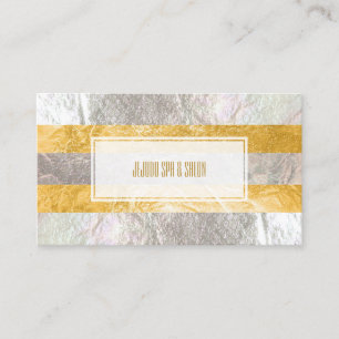 PixDezines stripes/faux silver foil/gold Business Card