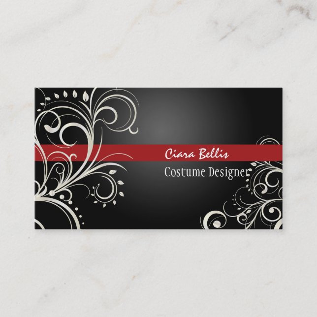 PixDezines Stylish Pearl Swirls Business Card (Front)