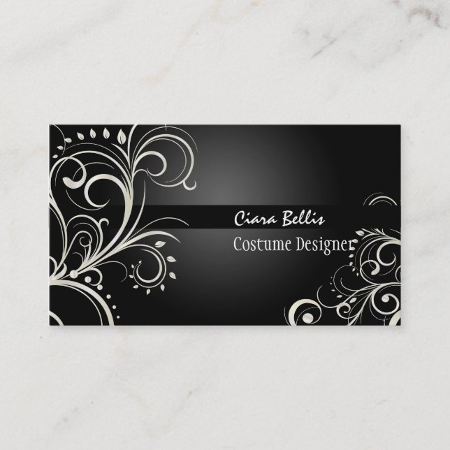 PixDezines Stylish Pearl Swirls Business Card (Front)