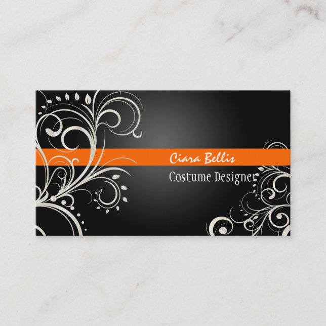 PixDezines Stylish Pearl Swirls Business Card (Front)