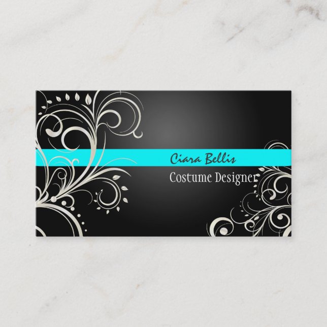 PixDezines Stylish Pearl Swirls Business Card (Front)