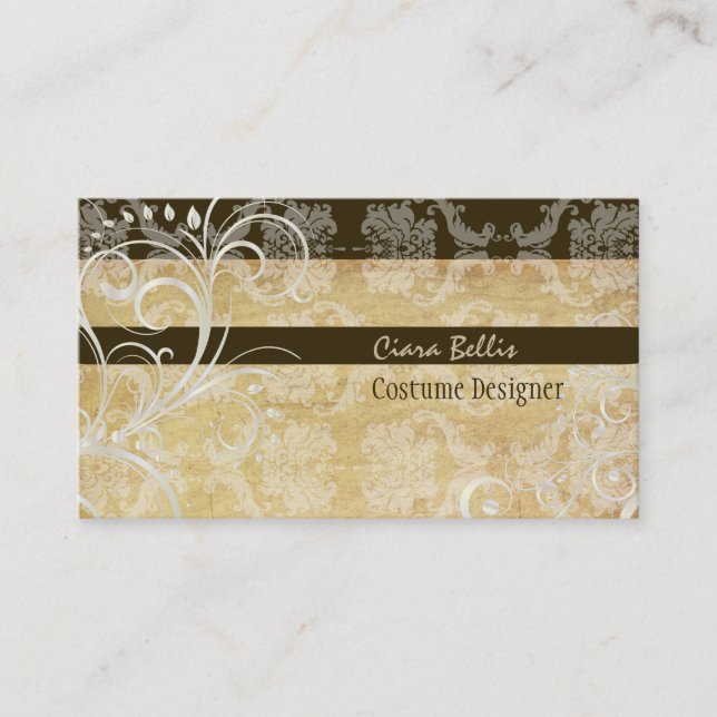 PixDezines Stylish Pearl Swirls Business Card (Front)