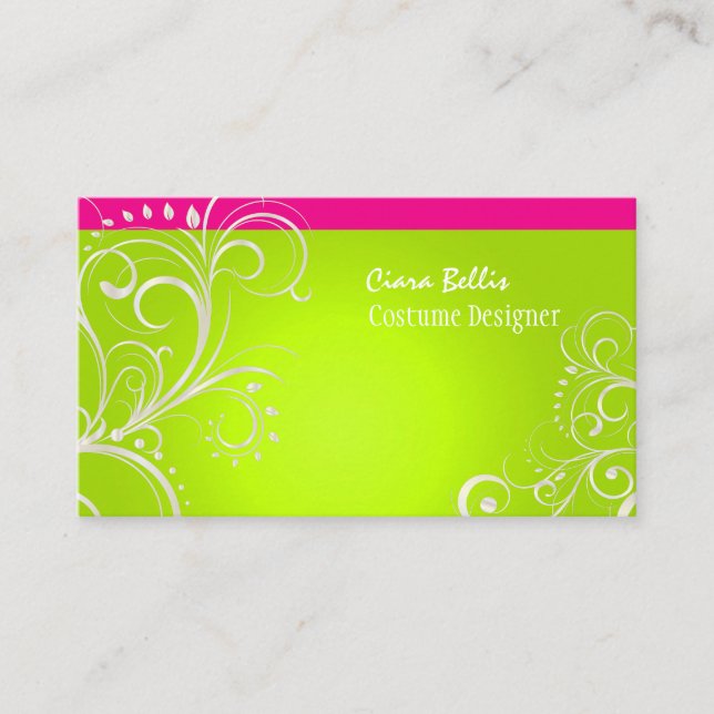 PixDezines Stylish Pearl Swirls Business Card (Front)