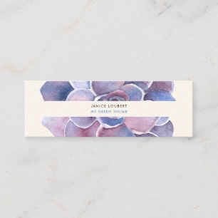 PixDezines Succulent Watercolor, PurpleDesert Rose Mini Business Card