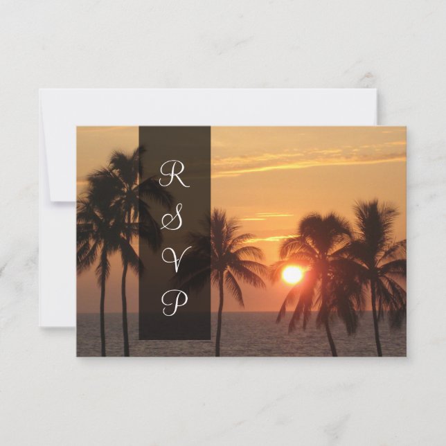 PixDezines Sunset at Mauna Kea Beach/Orange Glow RSVP Card (Front)