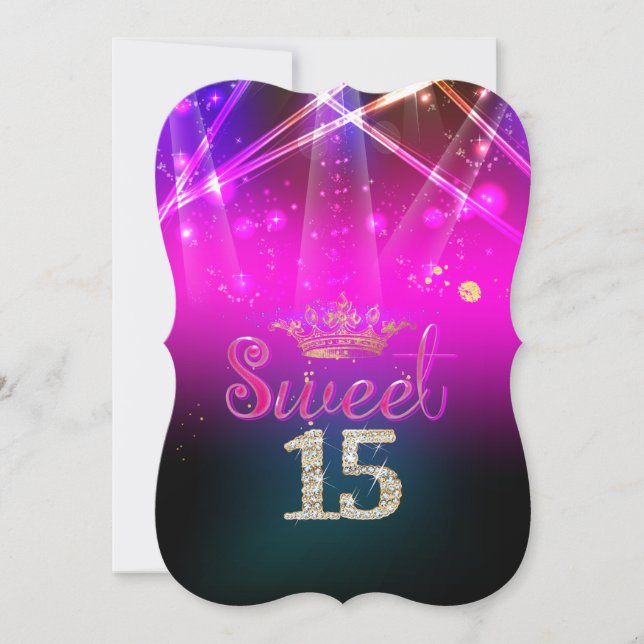 PixDezines Sweet 15, Laser Lights/Neon Lights Invitation (Front)
