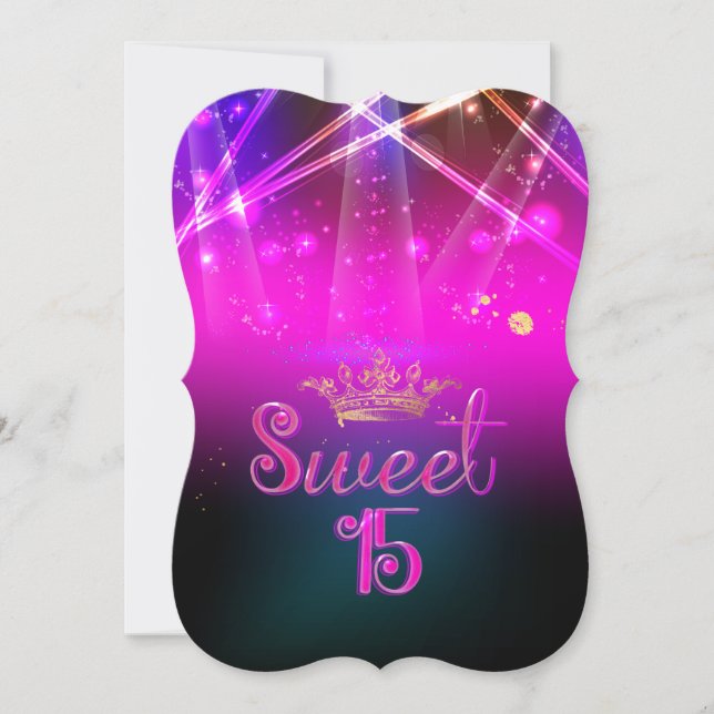 PixDezines Sweet 15, Laser Lights/Neon Lights Invitation (Front)