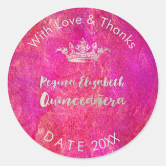PixDezines Sweet 15/Silver Crown/DIY Thank You Classic Round Sticker