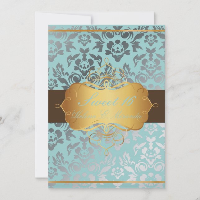 PixDezines Sweet 16/ Damask/tiara/diy colours Invitation (Front)