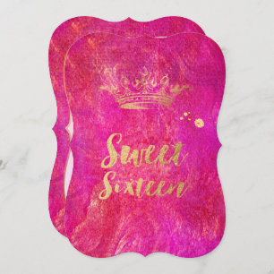 PixDezines Sweet 16, Faux Gold Crown Invitation