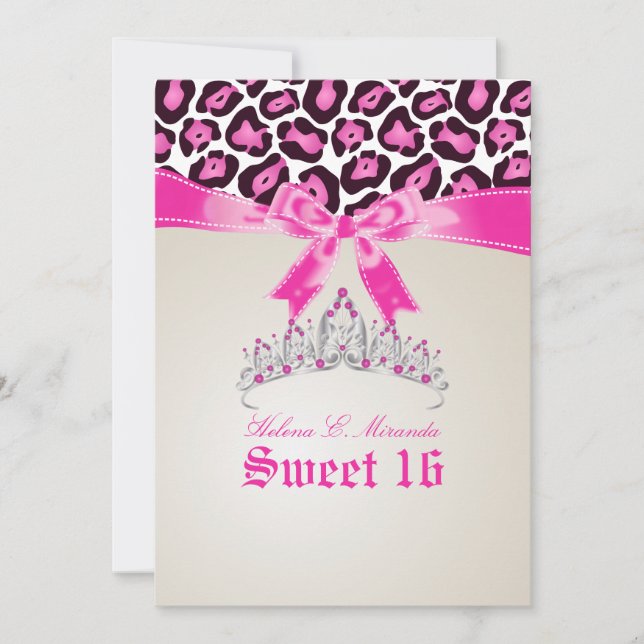 PixDezines Sweet 16/pink jaguar Invitation (Front)