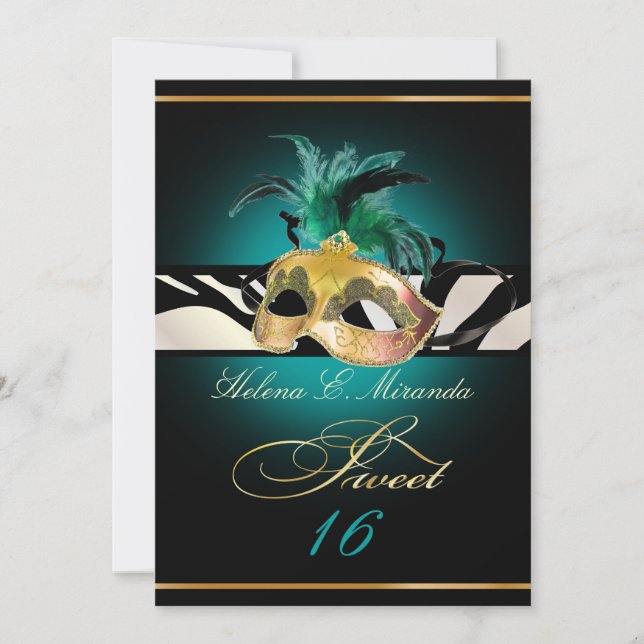 PixDezines Sweet 16/teal Zebra/DIY colour!! Invitation (Front)
