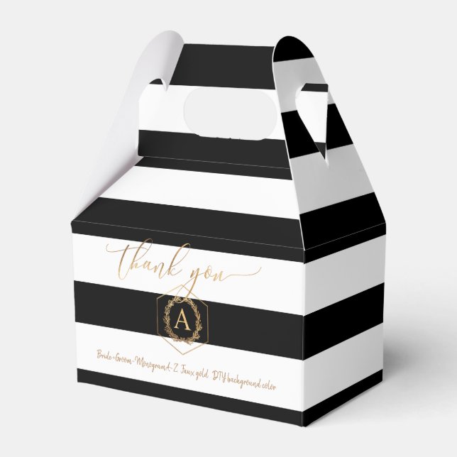 PixDezines Sweet Honeycomb | Black+White Stripes Favour Box (Front Side)