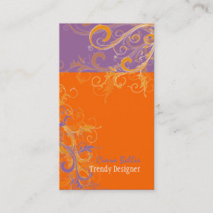PixDezines Swirls /lilac+tangerine Business Card