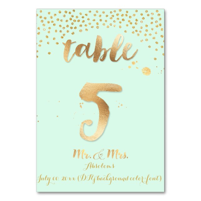 PixDezines table 5/gold sprinkles/DIY colour/mint Number (Front)