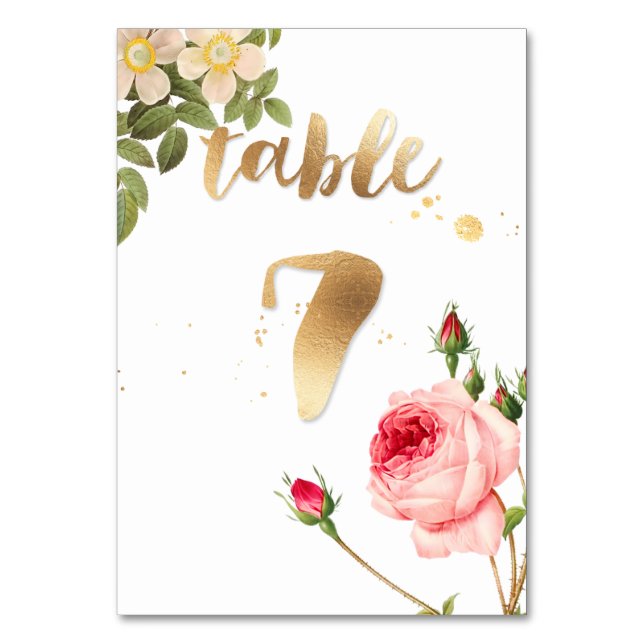 PixDezines Table 7/Vintage Roses/Redoute Table Number (Front)